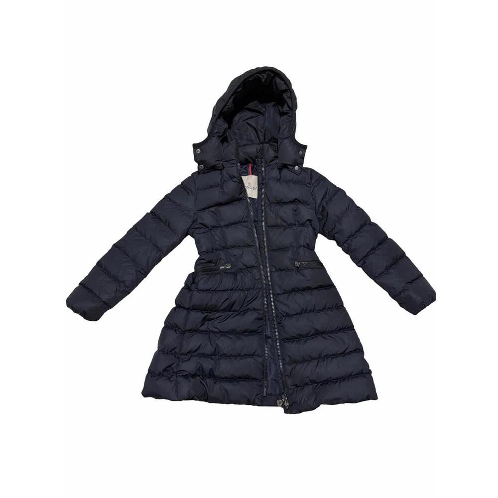 Moncler Enfant Girls Charpal Long Hooded Down Coat Black Size 8A